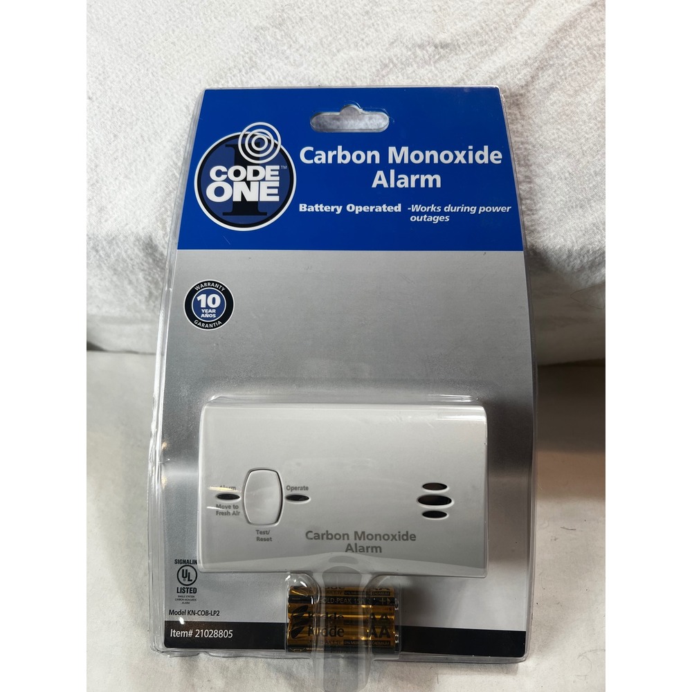 Code One Carbon Monoxide Alarm Battery Operated White‎ KN-COB-LP2 Kidde New